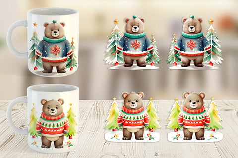 Mug Wrap Bear Christmas Sublimation artnoy 