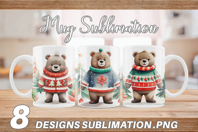 Mug Wrap Bear Christmas Sublimation artnoy 