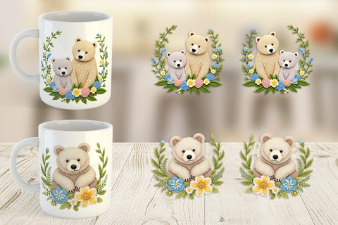Mug Wrap Bear Embroidery Sublimation artnoy 