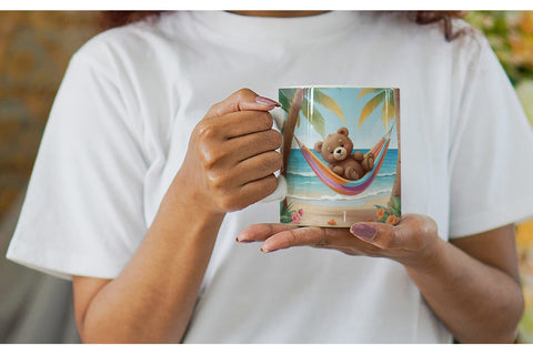 Mug Wrap Bear in Summer Hammock Sublimation artnoy 