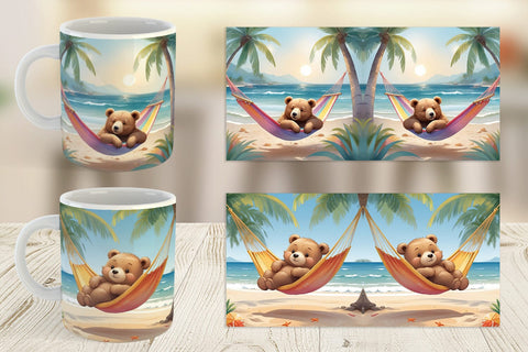 Mug Wrap Bear in Summer Hammock Sublimation artnoy 
