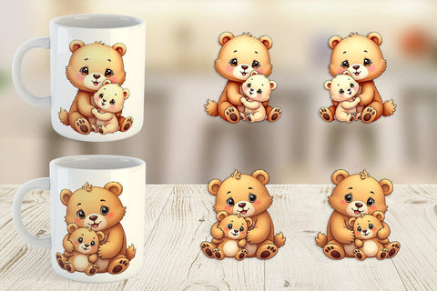 Mug Wrap Bear Mother's Day Sublimation artnoy 