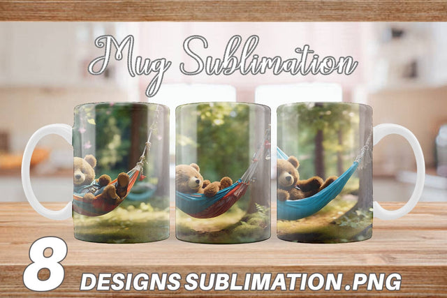 Mug Wrap Bear on Summer Day Sublimation artnoy 