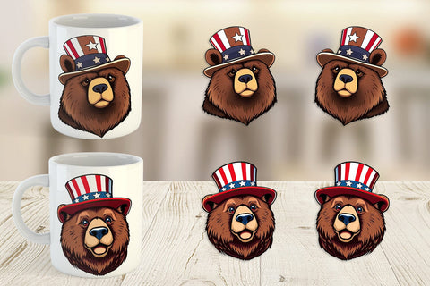 Mug Wrap Bear Patriotic Sublimation artnoy 