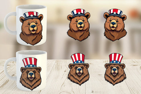 Mug Wrap Bear Patriotic Sublimation artnoy 
