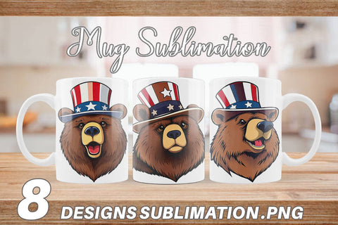 Mug Wrap Bear Patriotic Sublimation artnoy 