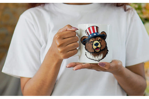Mug Wrap Bear Patriotic Sublimation artnoy 