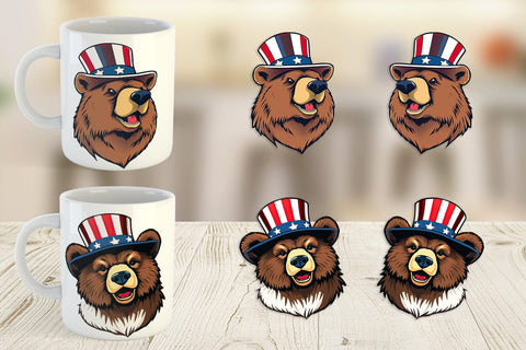 Mug Wrap Bear Patriotic Sublimation artnoy 