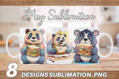 Mug wrap Bear with Sandwich Sublimation artnoy 