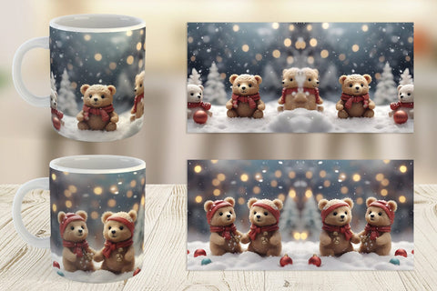 Mug Wrap Bears Christmas Sublimation artnoy 