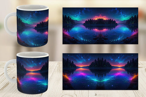 Mug Wrap Beautiful Lake at Night Sublimation artnoy 