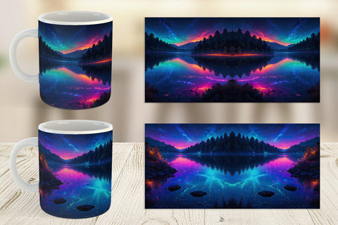 Mug Wrap Beautiful Lake at Night Sublimation artnoy 