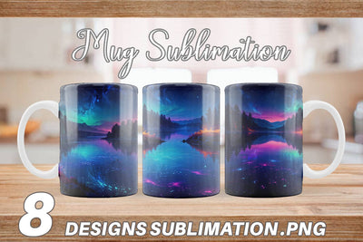 Mug Wrap Beautiful Lake at Night Sublimation artnoy 