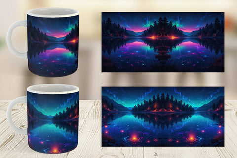 Mug Wrap Beautiful Lake at Night Sublimation artnoy 