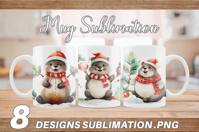 Mug Wrap Beaver Christmas Sublimation artnoy 