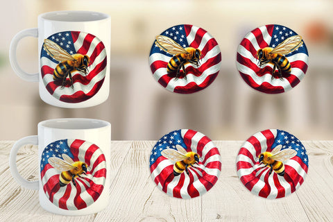Mug Wrap Bee 4th of July Sublimation artnoy 