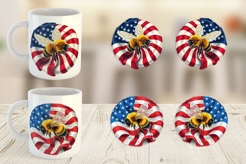 Mug Wrap Bee 4th of July Sublimation artnoy 