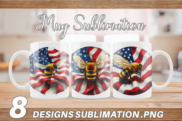 Mug Wrap Bee 4th of July Sublimation artnoy 