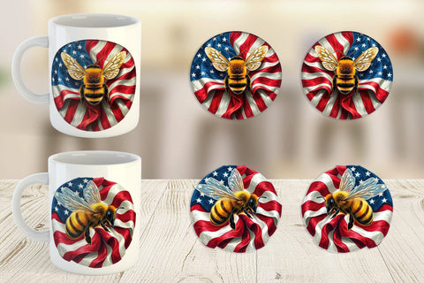 Mug Wrap Bee 4th of July Sublimation artnoy 