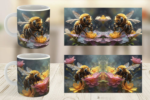 Mug Wrap Bee and Flower Sublimation artnoy 