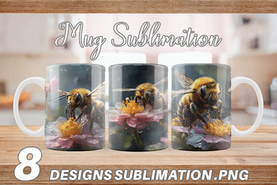 Mug Wrap Bee and Flower Sublimation artnoy 