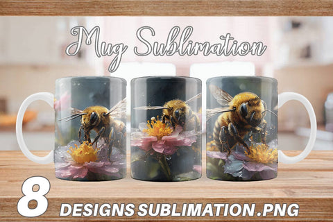 Mug Wrap Bee and Flower Sublimation artnoy 