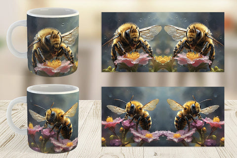Mug Wrap Bee and Flower Sublimation artnoy 