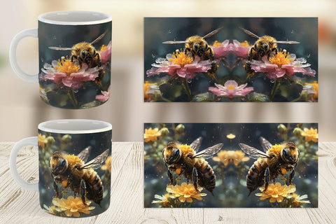 Mug Wrap Bee and Flower Sublimation artnoy 