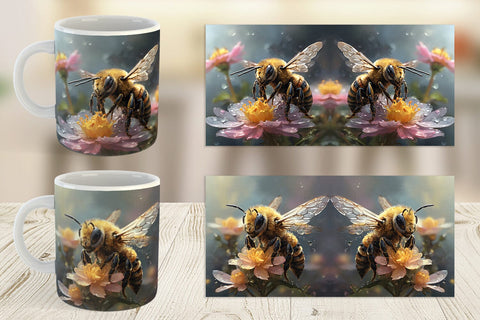 Mug Wrap Bee and Flower Sublimation artnoy 
