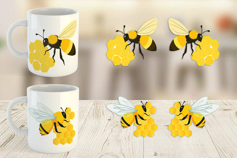 Mug Wrap Bee and Honeycomb Sublimation artnoy 