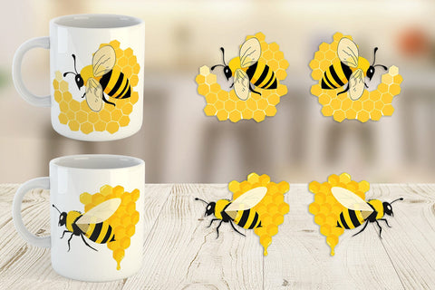 Mug Wrap Bee and Honeycomb Sublimation artnoy 
