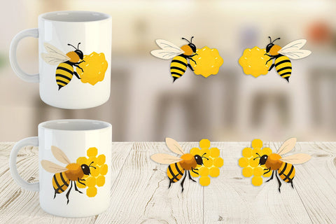 Mug Wrap Bee and Honeycomb Sublimation artnoy 