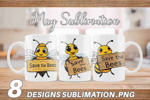Mug Wrap Bee Holding Sign Sublimation artnoy 