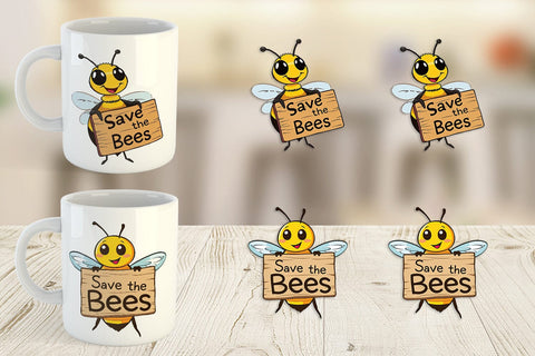 Mug Wrap Bee Holding Sign Sublimation artnoy 