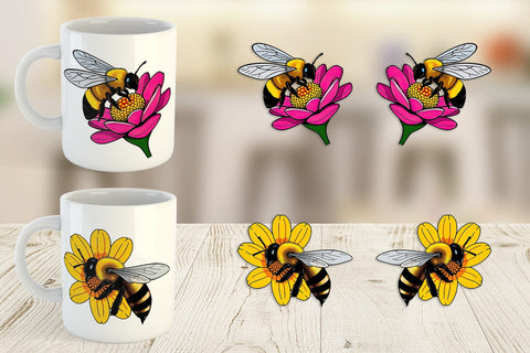 Mug Wrap Bee on Flower Sublimation artnoy 