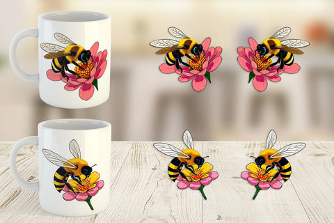 Mug Wrap Bee on Flower Sublimation artnoy 