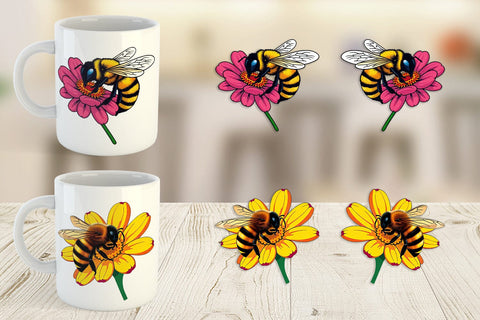 Mug Wrap Bee on Flower Sublimation artnoy 