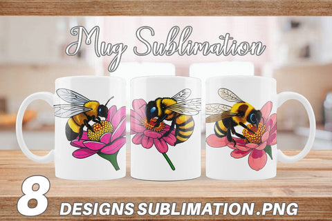 Mug Wrap Bee on Flower Sublimation artnoy 