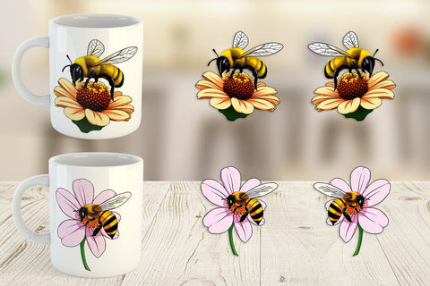 Mug Wrap Bee on Flower Sublimation artnoy 