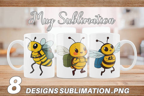 Mug Wrap Bee with Backpack Sublimation artnoy 