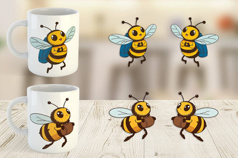 Mug Wrap Bee with Backpack Sublimation artnoy 