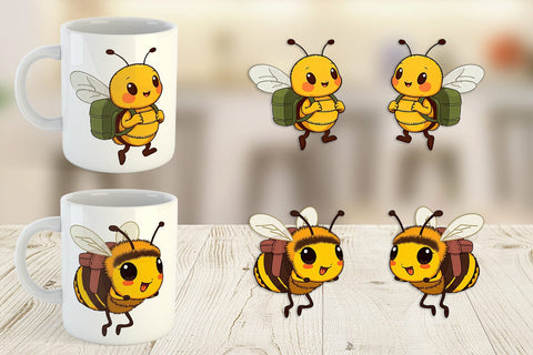 Mug Wrap Bee with Backpack Sublimation artnoy 