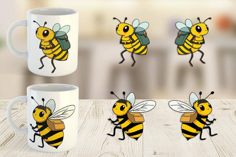 Mug Wrap Bee with Backpack Sublimation artnoy 
