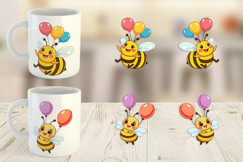 Mug Wrap Bee with Balloons Sublimation artnoy 