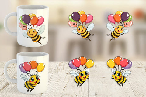 Mug Wrap Bee with Balloons Sublimation artnoy 