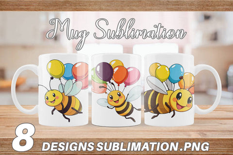 Mug Wrap Bee with Balloons Sublimation artnoy 