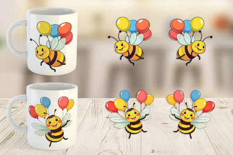 Mug Wrap Bee with Balloons Sublimation artnoy 