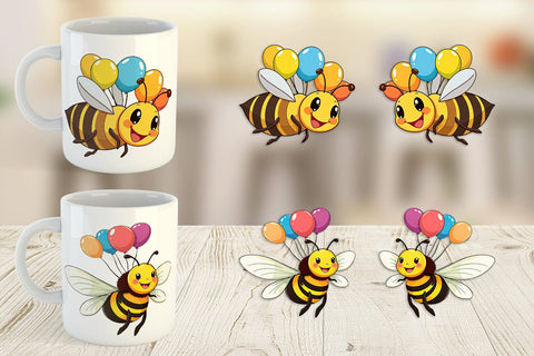 Mug Wrap Bee with Balloons Sublimation artnoy 