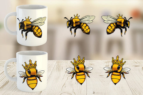 Mug Wrap Bee with Crown Sublimation artnoy 