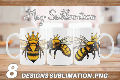 Mug Wrap Bee with Crown Sublimation artnoy 